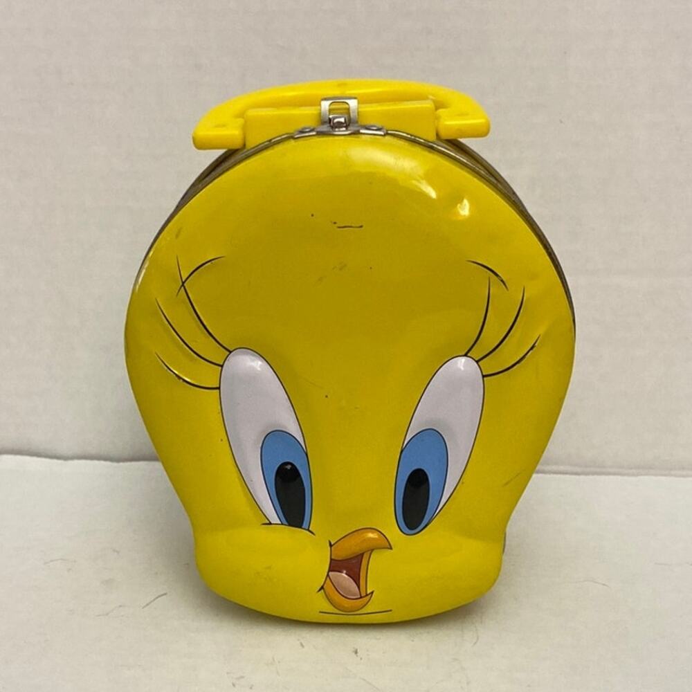 Tweety Bird Head Tin Collectible small lunchbox pail 1998 Warner Brothers